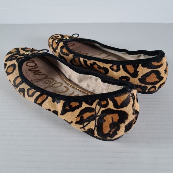 Sam Edelman Felicia Ballet Flats Womens 8 Black Leopard Print Calf Hair Shoes - Picture 9 of 15